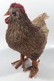 Folk Art Straw Brown Rooster Chicken 8 1/4" Tall