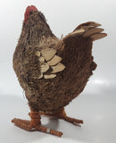 Folk Art Straw Brown Rooster Chicken 8 1/4" Tall