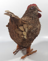 Folk Art Straw Brown Rooster Chicken 8 1/4" Tall