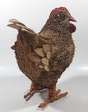 Folk Art Straw Brown Rooster Chicken 8 1/4" Tall