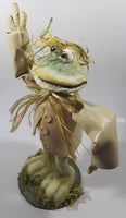 Folk Art Paper Mache Frog Scarecrow in Jacket 12" Tall