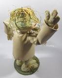 Folk Art Paper Mache Frog Scarecrow in Jacket 12" Tall