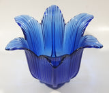 Vintage Cobalt Blue Tulip Bell Flower Shaped 6 1/8" Wide Glass Dish Tealight Candle Holder