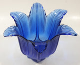 Vintage Cobalt Blue Tulip Bell Flower Shaped 6 1/8" Wide Glass Dish Tealight Candle Holder