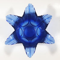 Vintage Cobalt Blue Tulip Bell Flower Shaped 6 1/8" Wide Glass Dish Tealight Candle Holder