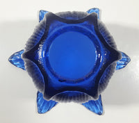 Vintage Cobalt Blue Tulip Bell Flower Shaped 6 1/8" Wide Glass Dish Tealight Candle Holder