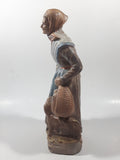 Vintage Mcnees Mold M-792 Woman Holding Ducks Standing With Brown Dog 9 1/2" Tall Ceramic Figurine