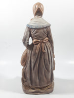 Vintage Mcnees Mold M-792 Woman Holding Ducks Standing With Brown Dog 9 1/2" Tall Ceramic Figurine