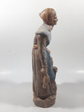 Vintage Mcnees Mold M-792 Woman Holding Ducks Standing With Brown Dog 9 1/2" Tall Ceramic Figurine