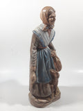 Vintage Mcnees Mold M-792 Woman Holding Ducks Standing With Brown Dog 9 1/2" Tall Ceramic Figurine