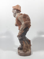 Vintage Mcnees Mold Man Carrying Log Pack 9 1/4" Tall Ceramic Figurine