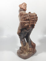 Vintage Mcnees Mold Man Carrying Log Pack 9 1/4" Tall Ceramic Figurine