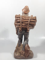 Vintage Mcnees Mold Man Carrying Log Pack 9 1/4" Tall Ceramic Figurine