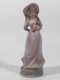 Vintage Homco Blue Boy Holding Black Hat and Pinkie Girl in Pink Dress 6" Tall Ceramic Figurine Set of 2