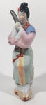 Vintage Japanese Geisha Girl with Instrument 6 1/4" Tall Lustre Lustreware Hand Painted Porcelain Figurine