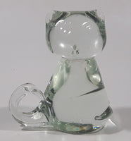 Clear Art Glass 3 1/8" Tall Kitty Cat Figurine