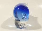 Vintage Cobalt Blue and Clear Art Glass 4 1/2" Long Polar Bear Figurine