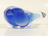 Vintage Cobalt Blue and Clear Art Glass 4 1/2" Long Polar Bear Figurine