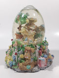 Easter Bunny Rabbit 6" Tall Resin Wind Up Musical Snow Globe