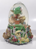 Easter Bunny Rabbit 6" Tall Resin Wind Up Musical Snow Globe