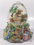 Easter Bunny Rabbit 6" Tall Resin Wind Up Musical Snow Globe