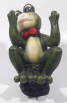 Green Frog with Red Bow Tie 7" Tall Resin Figurine