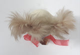 Vintage 1950s Enesco Freddie The Furry Kitten Cat with Fur Hair and Red Bow " Tall Porcelain Figurine Made in Japan