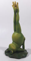 Frog Doing Yoga Pose On A Lilypad with Feet In The Air "Just Breathe" 7" Tall Resin Figurine