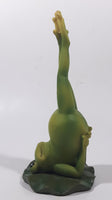 Frog Doing Yoga Pose On A Lilypad with Feet In The Air "Just Breathe" 7" Tall Resin Figurine