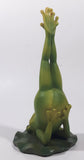 Frog Doing Yoga Pose On A Lilypad with Feet In The Air "Just Breathe" 7" Tall Resin Figurine