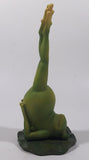 Frog Doing Yoga Pose On A Lilypad with Feet In The Air "Just Breathe" 7" Tall Resin Figurine