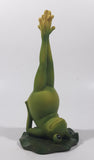 Frog Doing Yoga Pose On A Lilypad with Feet In The Air "Just Breathe" 7" Tall Resin Figurine