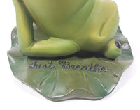 Frog Doing Yoga Pose On A Lilypad with Feet In The Air "Just Breathe" 7" Tall Resin Figurine