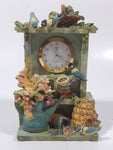 Outdoor Shelf Cabinet Garden Stand Over Run By Tropical Birds and Flowers 5 1/2" Tall Detailed Resin ST Clock