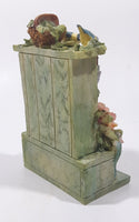 Outdoor Shelf Cabinet Garden Stand Over Run By Tropical Birds and Flowers 5 1/2" Tall Detailed Resin ST Clock