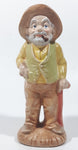 Vintage 1978 Old Man Holding Cane with Pipe In His Mouth 6" Tall Hand Painted Ceramic Figurine