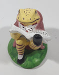 Frog in Suit Sitting Reading a Book 3 1/2" Tall Ceramic Figurine