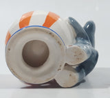 Elephant Holding Large Striped Popcorn Cup 3 1/4" Tall Hand Painted Ceramic Egg Cup