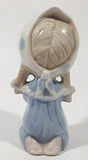 Vintage 1970s Enesco Bedtime Prayers Light Blue and White Praying Girl in Bonnet 5" Tall Porcelain Figurine Made in Japan