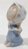 Vintage 1970s Enesco Bedtime Prayers Light Blue and White Praying Girl in Bonnet 5" Tall Porcelain Figurine Made in Japan