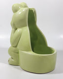 Sitting Green Frog Toilet Brush Holder 6 1/2" Tall Ceramic Figurine Made in Taiwan