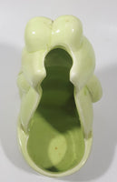 Sitting Green Frog Toilet Brush Holder 6 1/2" Tall Ceramic Figurine Made in Taiwan