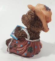 Brown Teddy Bear Holding Letter Block F A B 4 1/2" Tall Resin Figurine