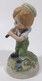 Vintage Cute Boy Holding Stick Bag with Puppy Dog 4" Tall Porcelain Figurine