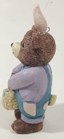 1997 Claire's Brown Teddy Bear in Easter Bunny Rabbit Costume 4" Tall Resin Figurine