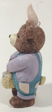 1997 Claire's Brown Teddy Bear in Easter Bunny Rabbit Costume 4" Tall Resin Figurine