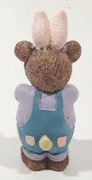 1997 Claire's Brown Teddy Bear in Easter Bunny Rabbit Costume 4" Tall Resin Figurine