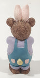 1997 Claire's Brown Teddy Bear in Easter Bunny Rabbit Costume 4" Tall Resin Figurine