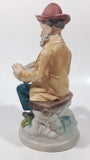 Vintage Man Wearing Hat Smoking Pipe Reading Book 6 1/2" Tall Porcelain Figurine