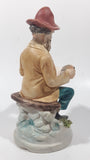 Vintage Man Wearing Hat Smoking Pipe Reading Book 6 1/2" Tall Porcelain Figurine